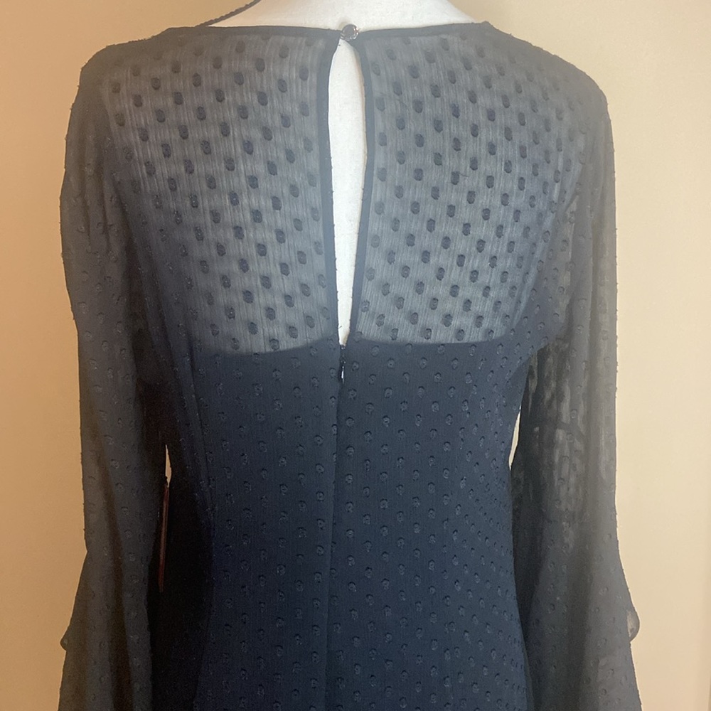 VINCE CAMUTO Black Clip Dot Chiffon NWT Size 16 Dress - Picture 6 of 14